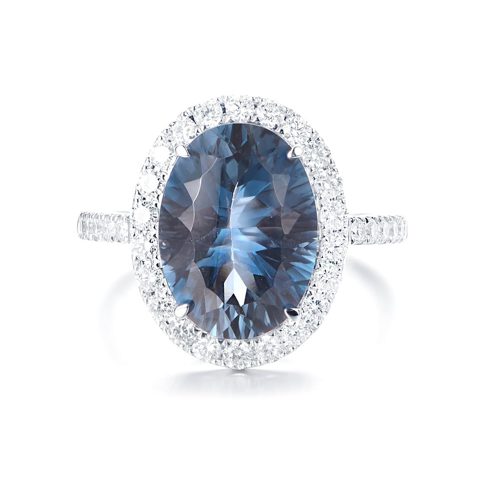 London Blue Topaz Diamond Halo Ring