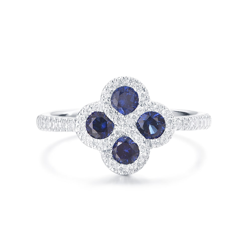Blue Sapphire Floral Dress Ring