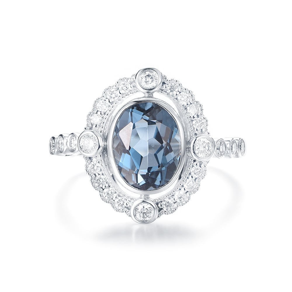 Art Deco London Blue Topaz Ring