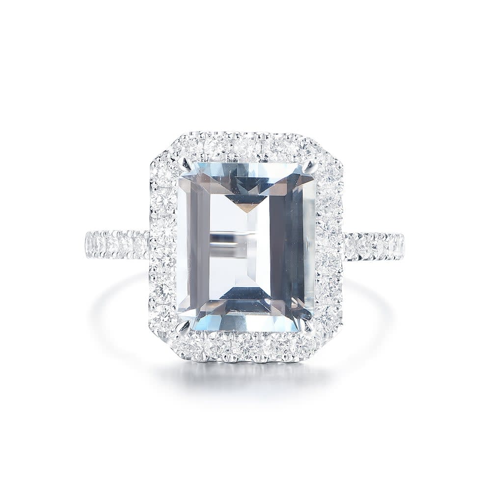 Aquamarine and Diamond Ring