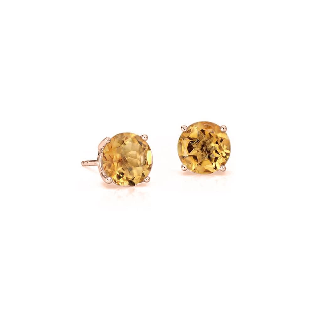 Round Citrine Studs