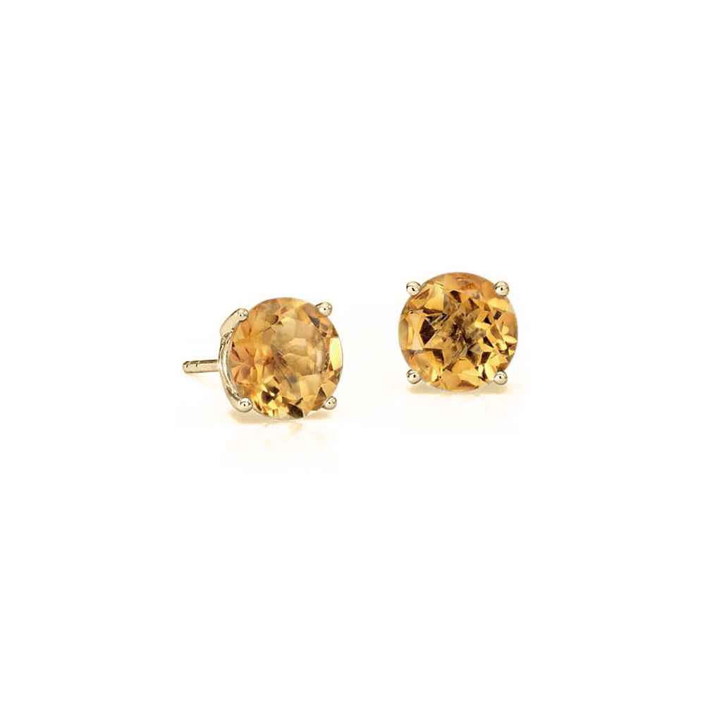 Round Citrine Studs