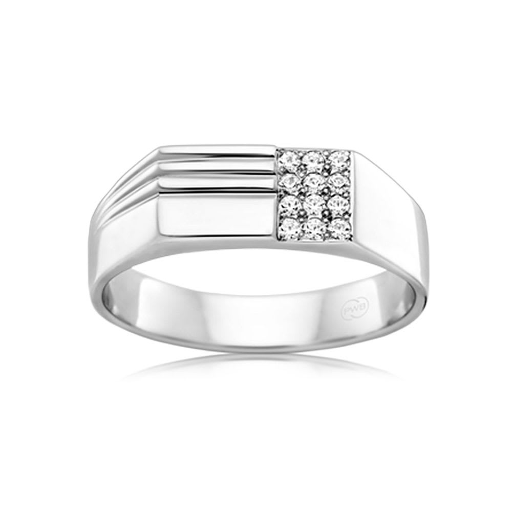 Patterned Rectangle Diamond Signet Ring
