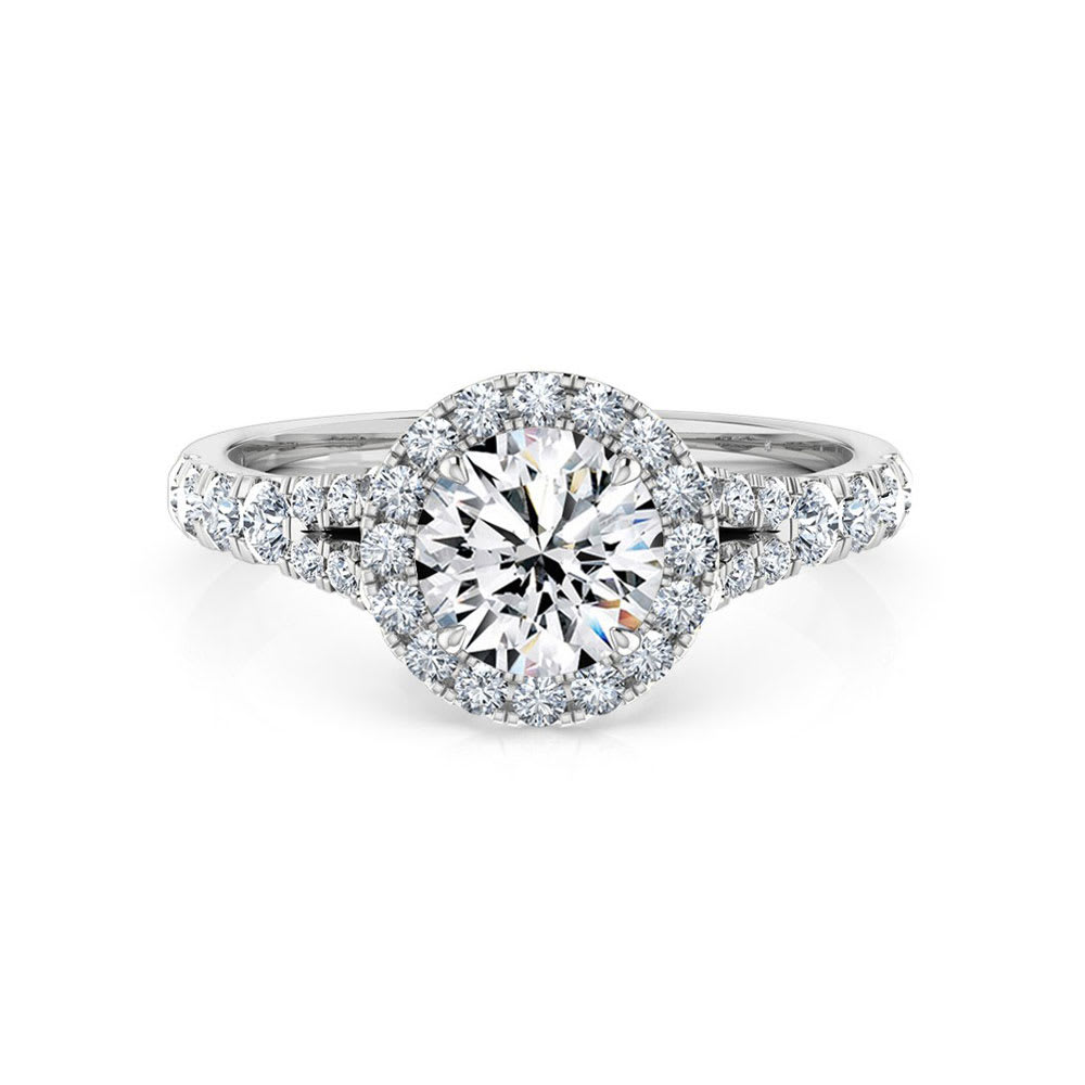 Round diamond on a split band engagement ring