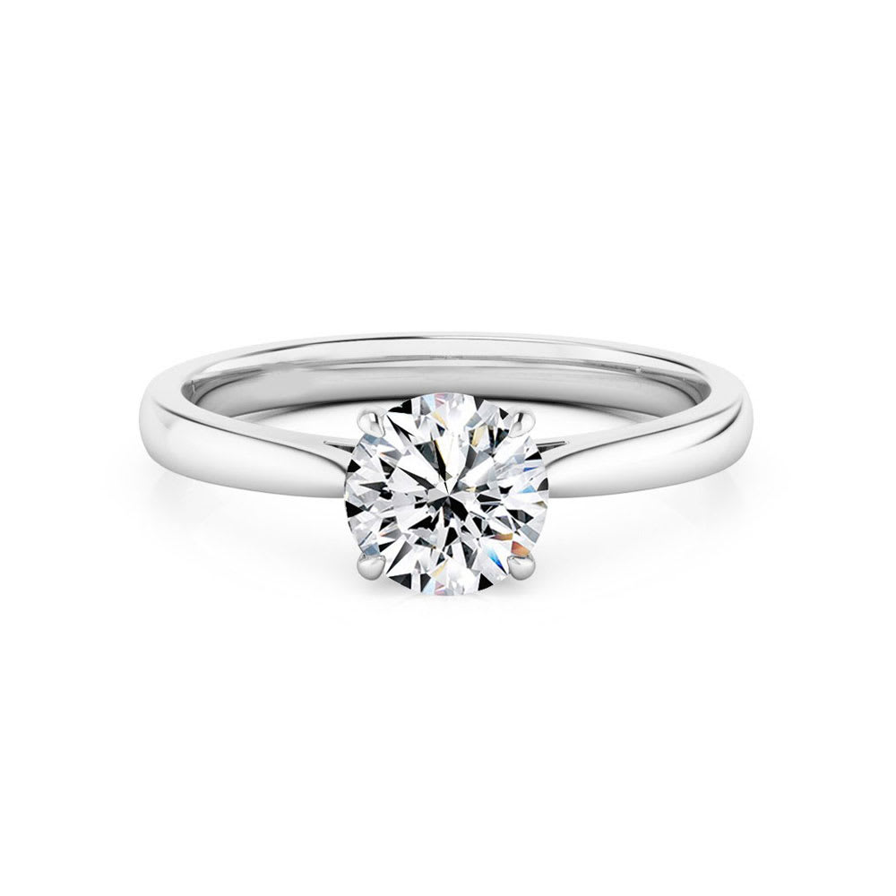Round Brilliant Cut Diamond Engagement Ring in a 4 Claw Cathedral Setting