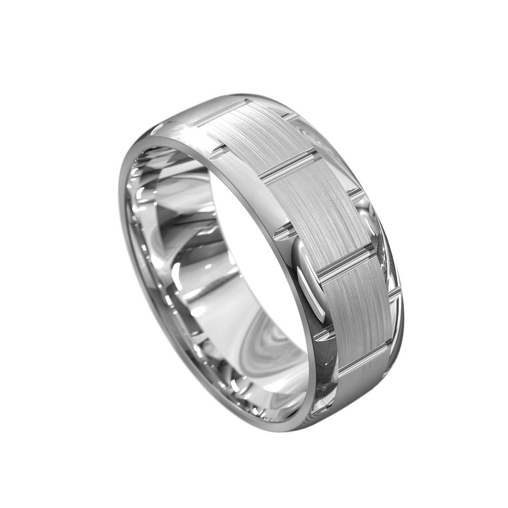 Two Tone Wedding Band For Men Temple Grace AU   Large 1 6424 White Gold 