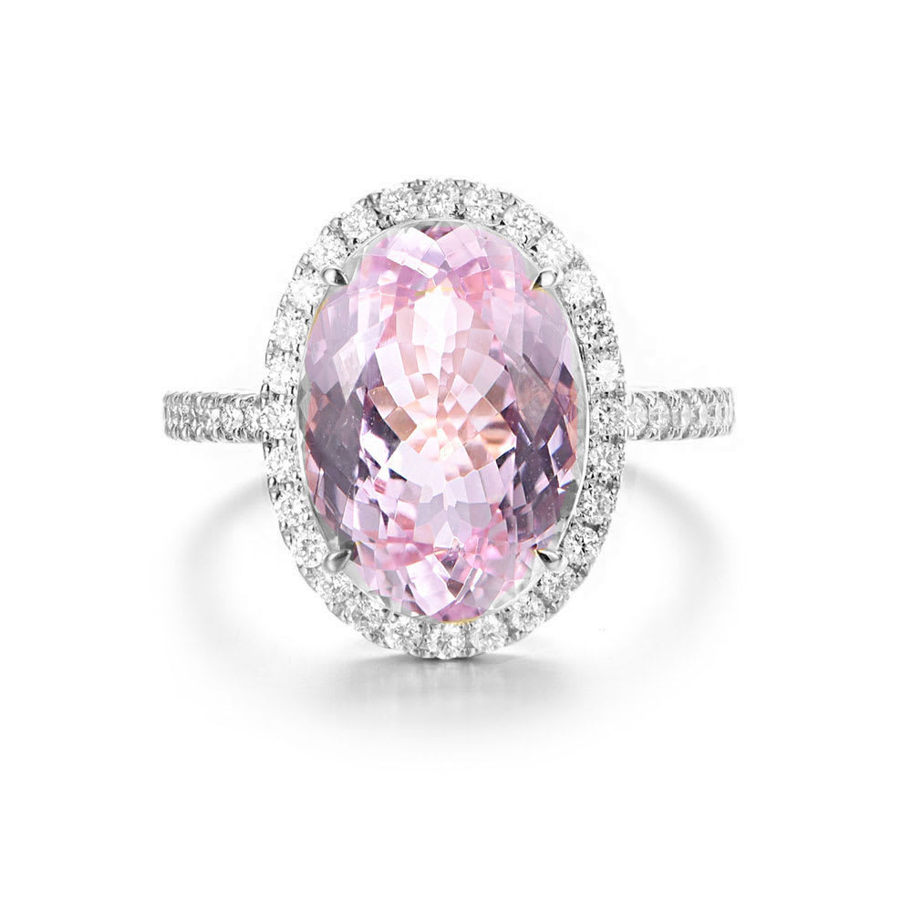 Pink Kunzite and diamond ring