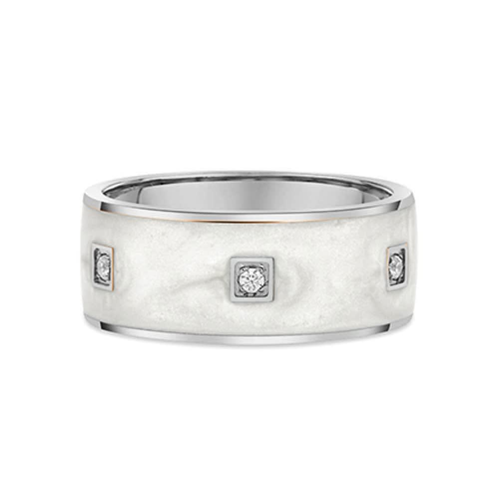White Ceramic Diamond Wedding Band