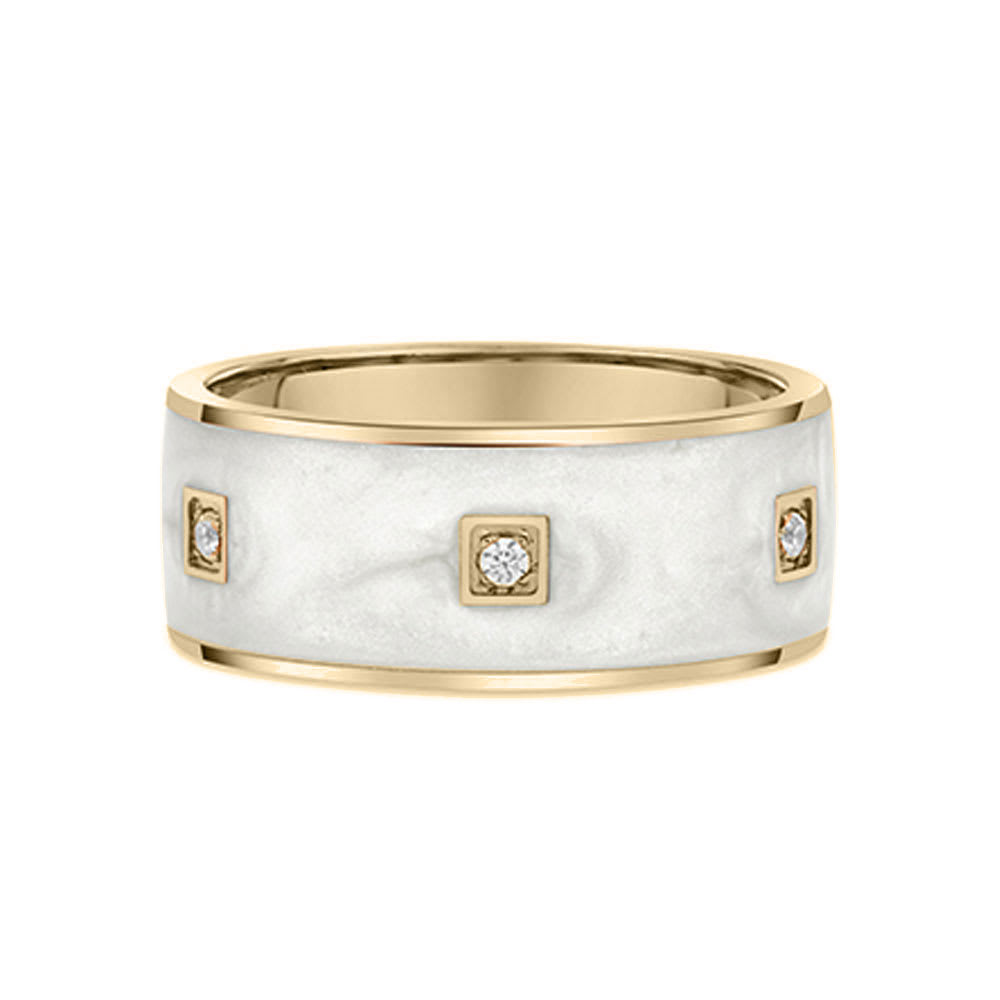 White Ceramic Diamond Wedding Band