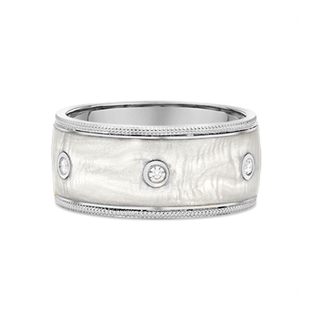 White Milgrain Ceramic Gold Ring