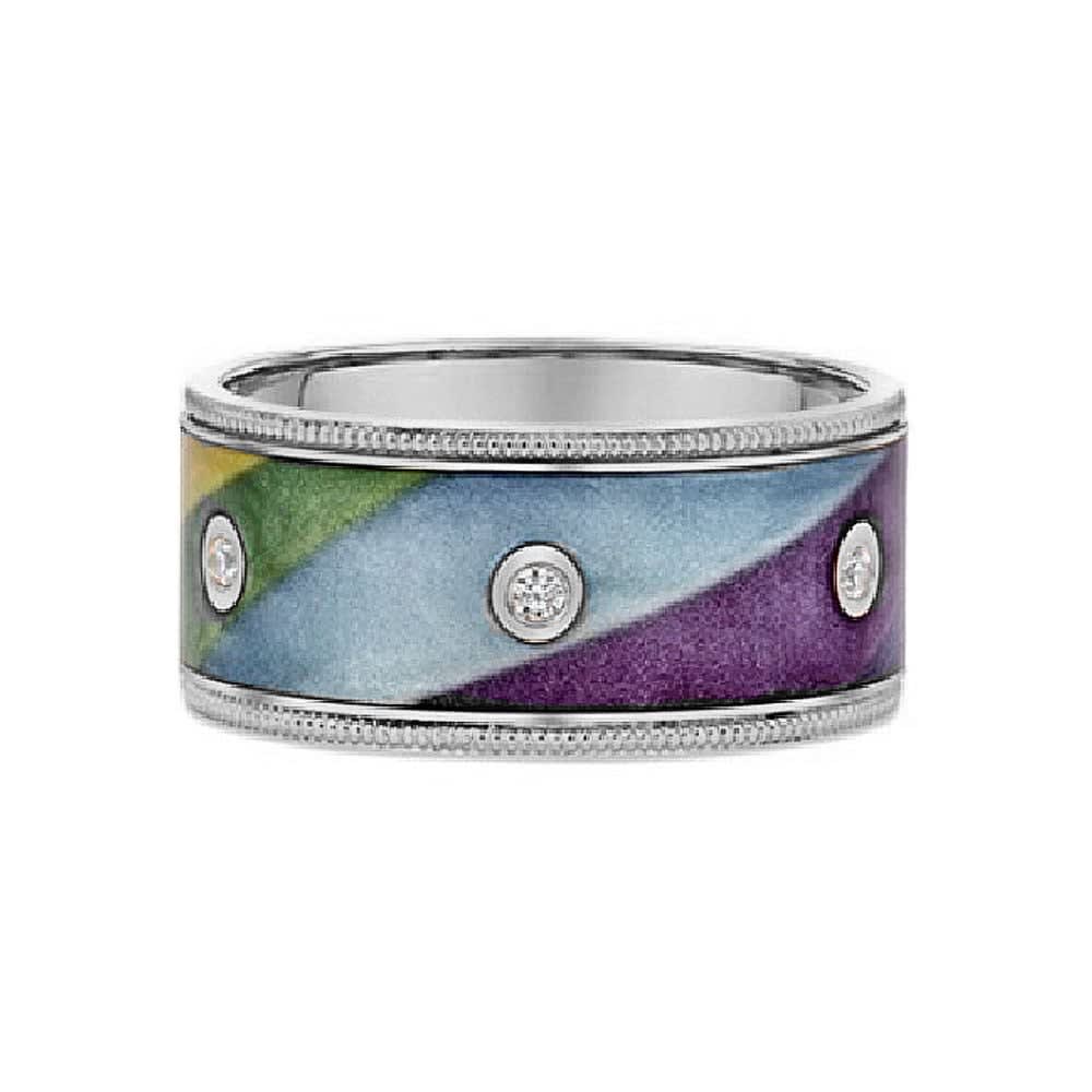 Milgrain Ceramic Gold Ring With Diamond