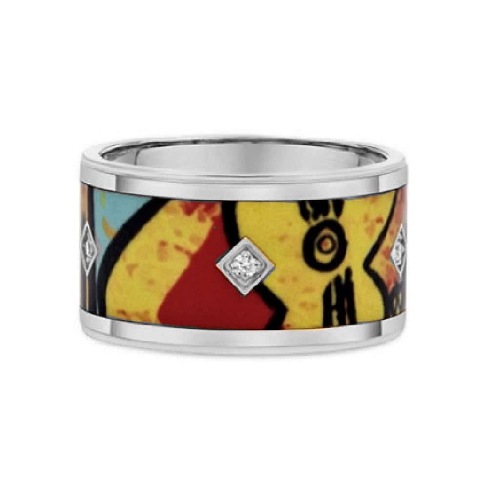 Multicoloured Ceramic Gold Ring