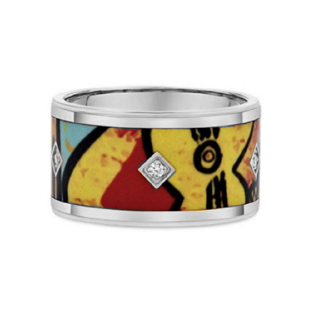 Multicoloured Ceramic Gold Ring