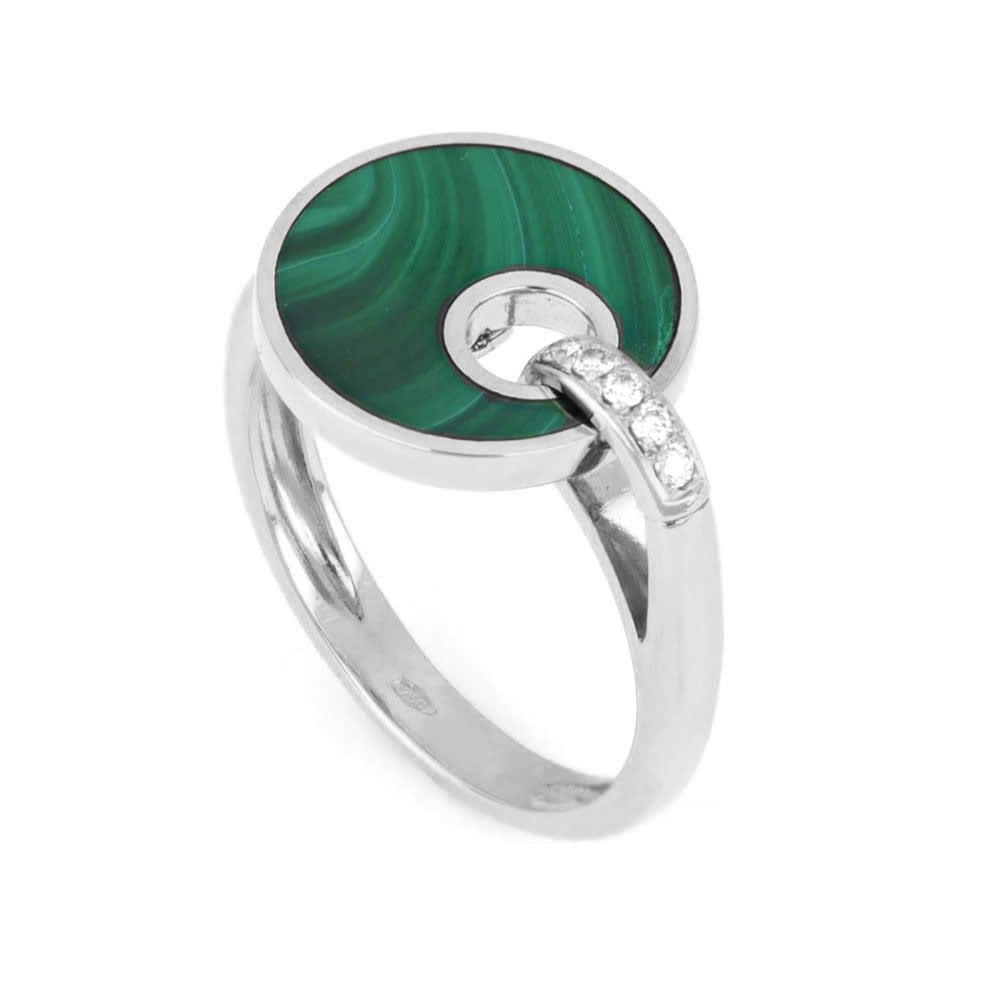 Diamond And Malachite Ring