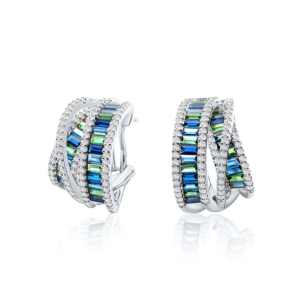Diamond And Sapphire Intertwined Hoops