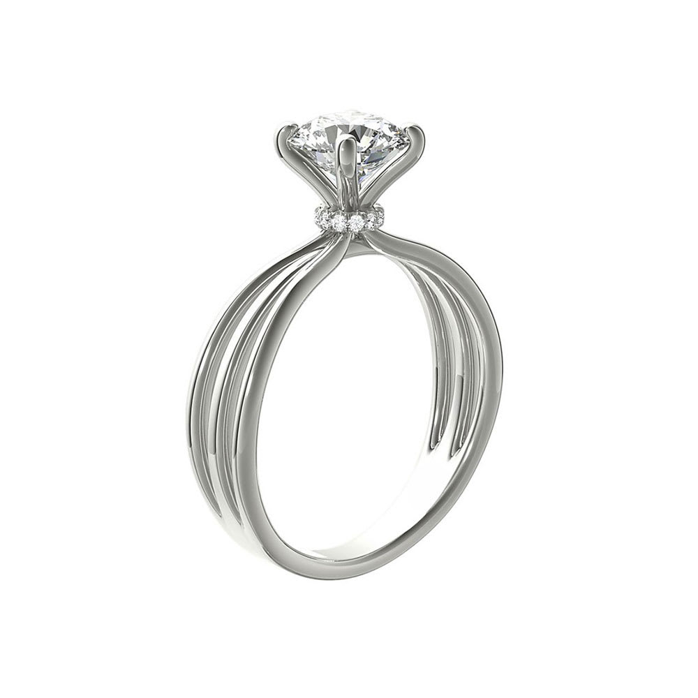 Triple Band Solitaire Diamond Engagement Ring