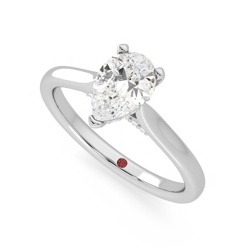 Pear Diamond Engagement Pave Ring