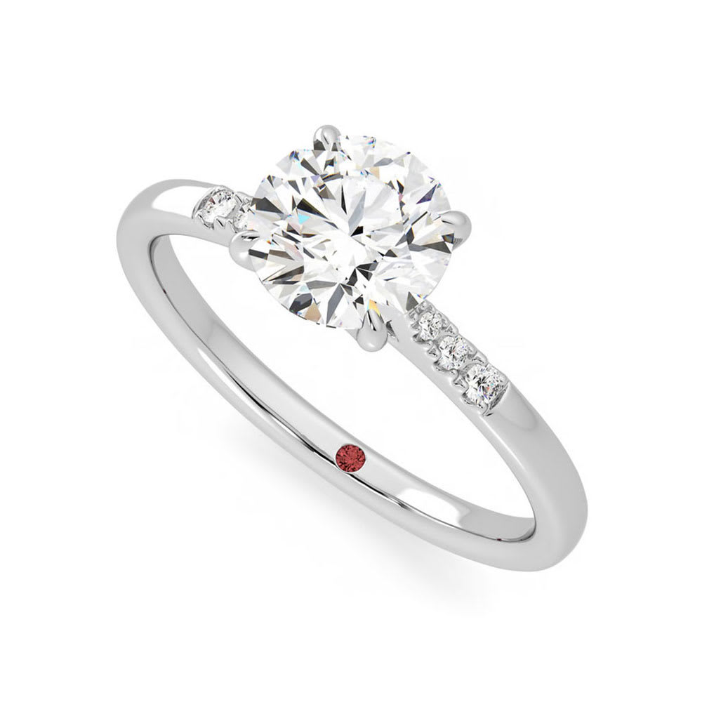 Brilliant Four Prong Diamond Engagement Pave Ring