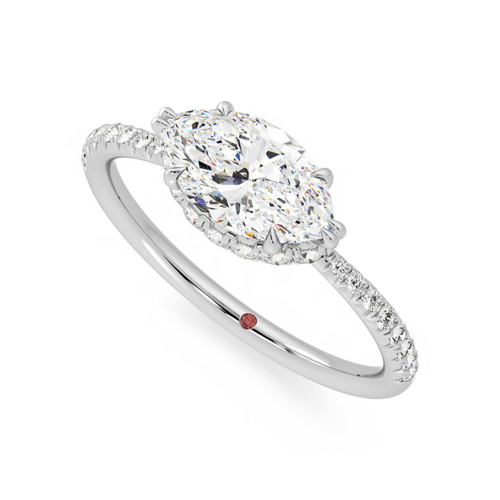 Marquise Diamond Engagement Pave Ring