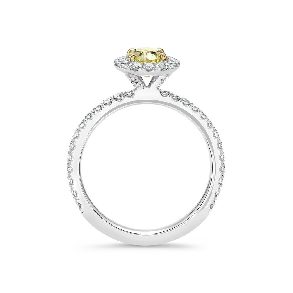 Oval Yellow Diamond Engagement Pave Ring