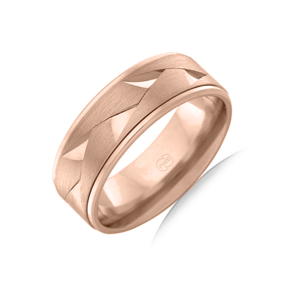 Hand Carved Textured Mens Wedding Ring