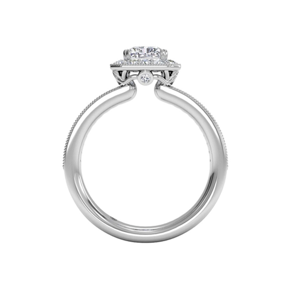 Radiant Cut Diamond Engagement Milgrain Edged Ring
