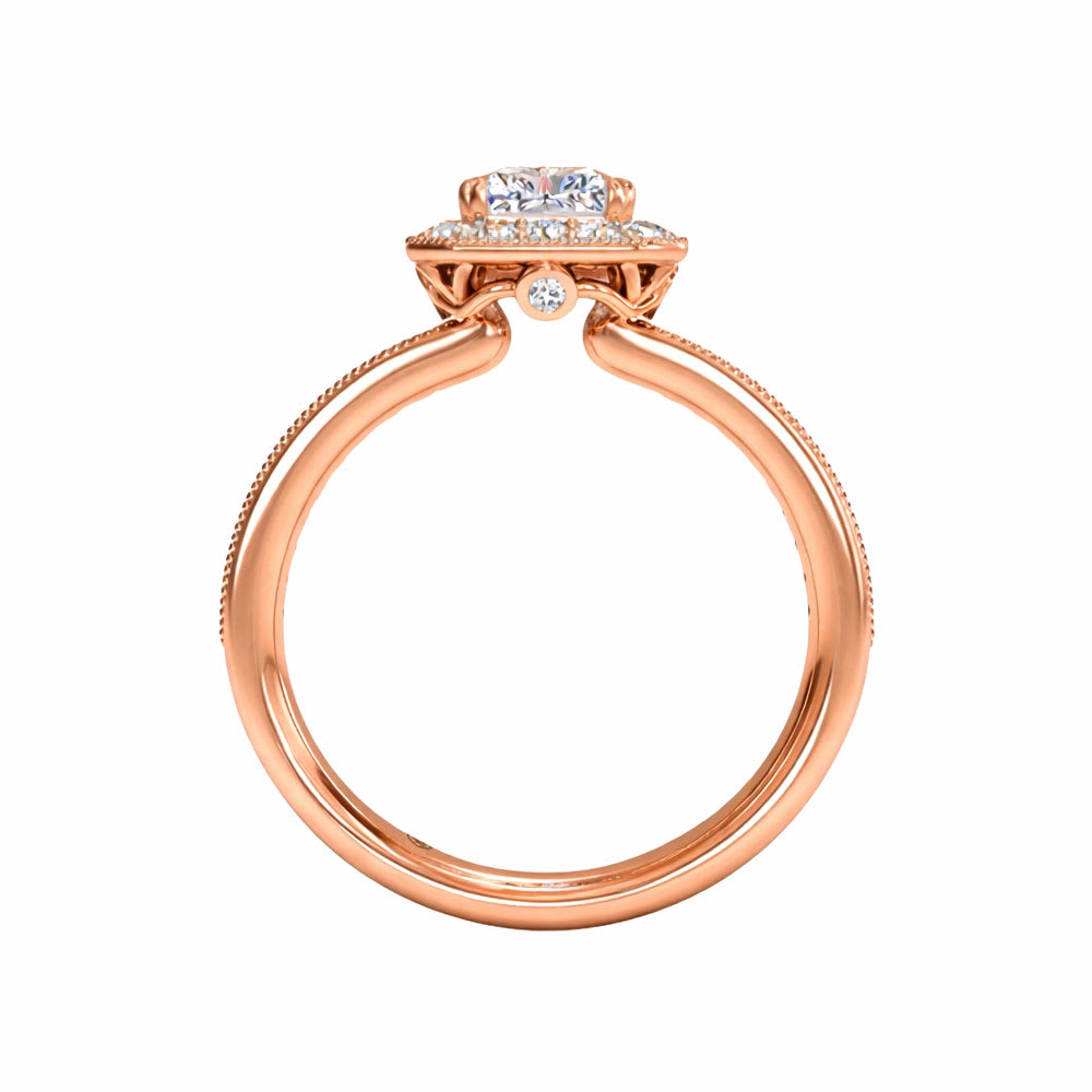 Radiant Cut Diamond Engagement Milgrain Edged Ring