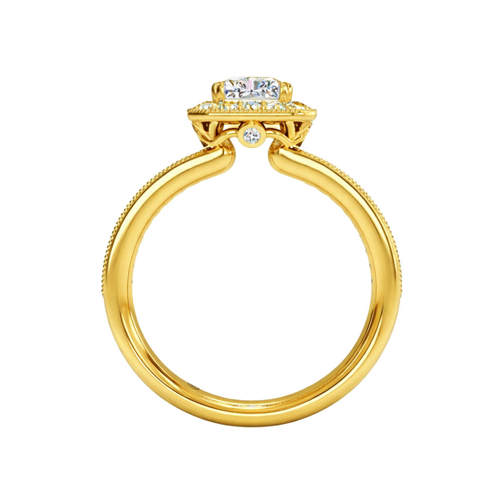 Radiant Cut Diamond Engagement Milgrain Edged Ring