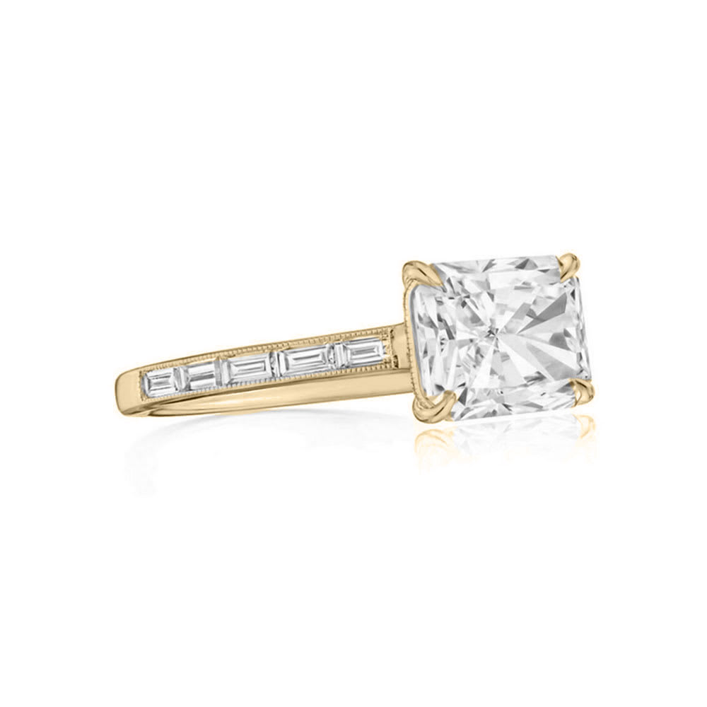 Radiant And Baguette Cut Diamond Engagement Ring