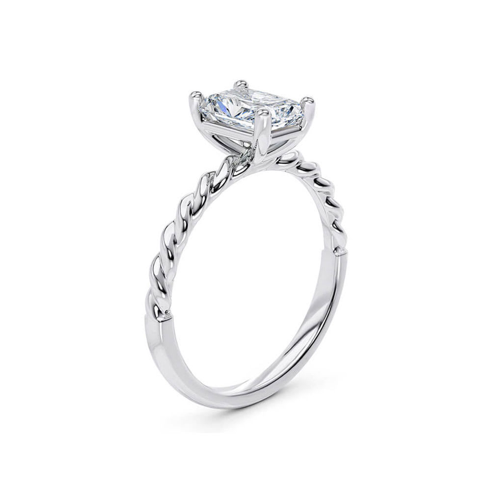 Classic Radiant Cut Diamond Engagement Rope Ring