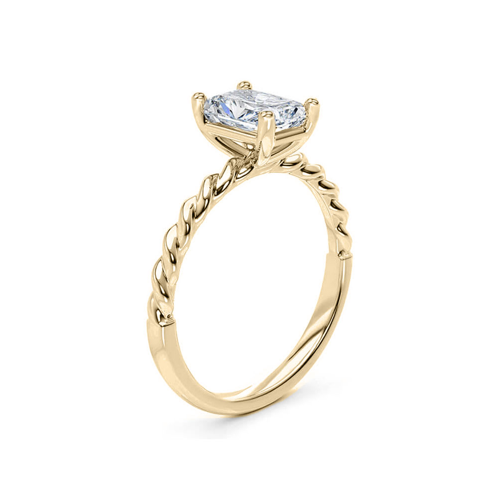 Classic Radiant Cut Diamond Engagement Rope Ring