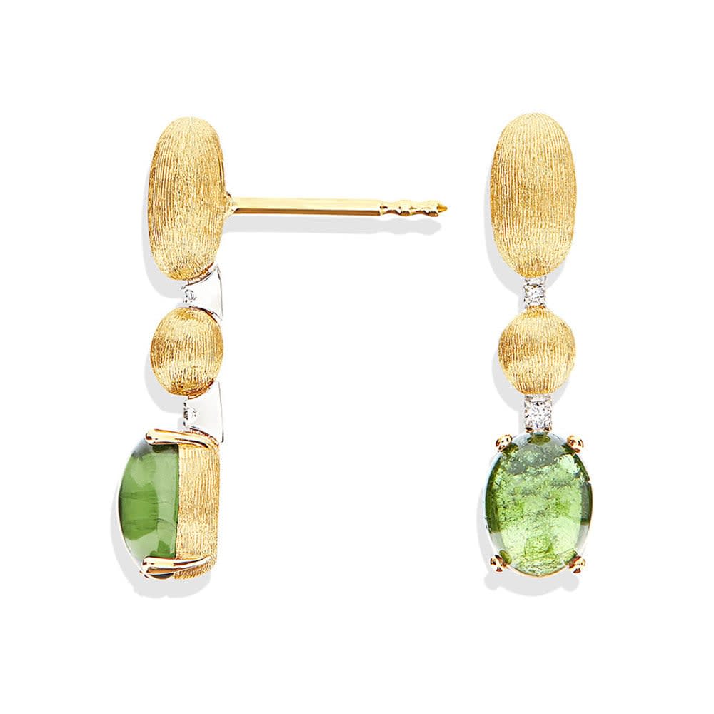 Tourmaline Drop Earrings With Diamonds