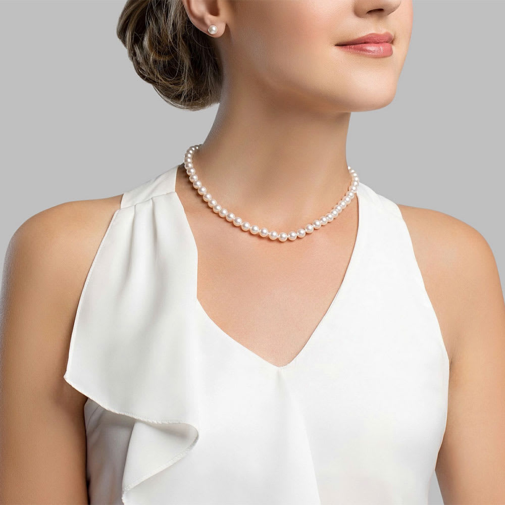 Mikimoto Akoya Pearl Double Strand Diamond Necklace | Skeie's Jewelers