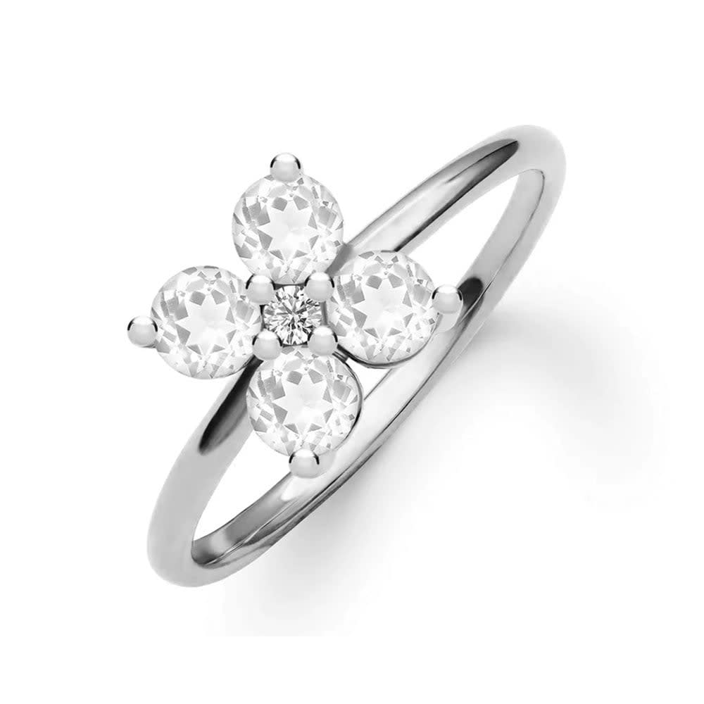 Quatrefoil Gemstone And Diamond Ring