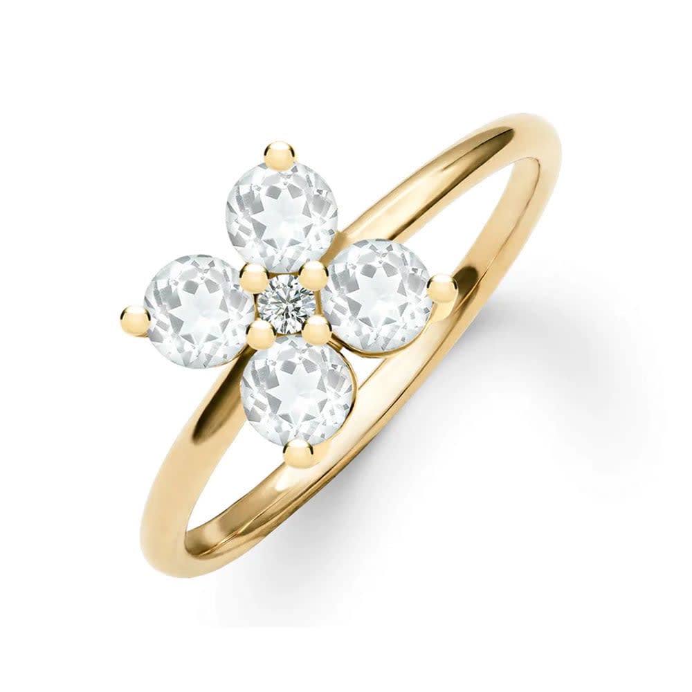 Quatrefoil Gemstone And Diamond Ring