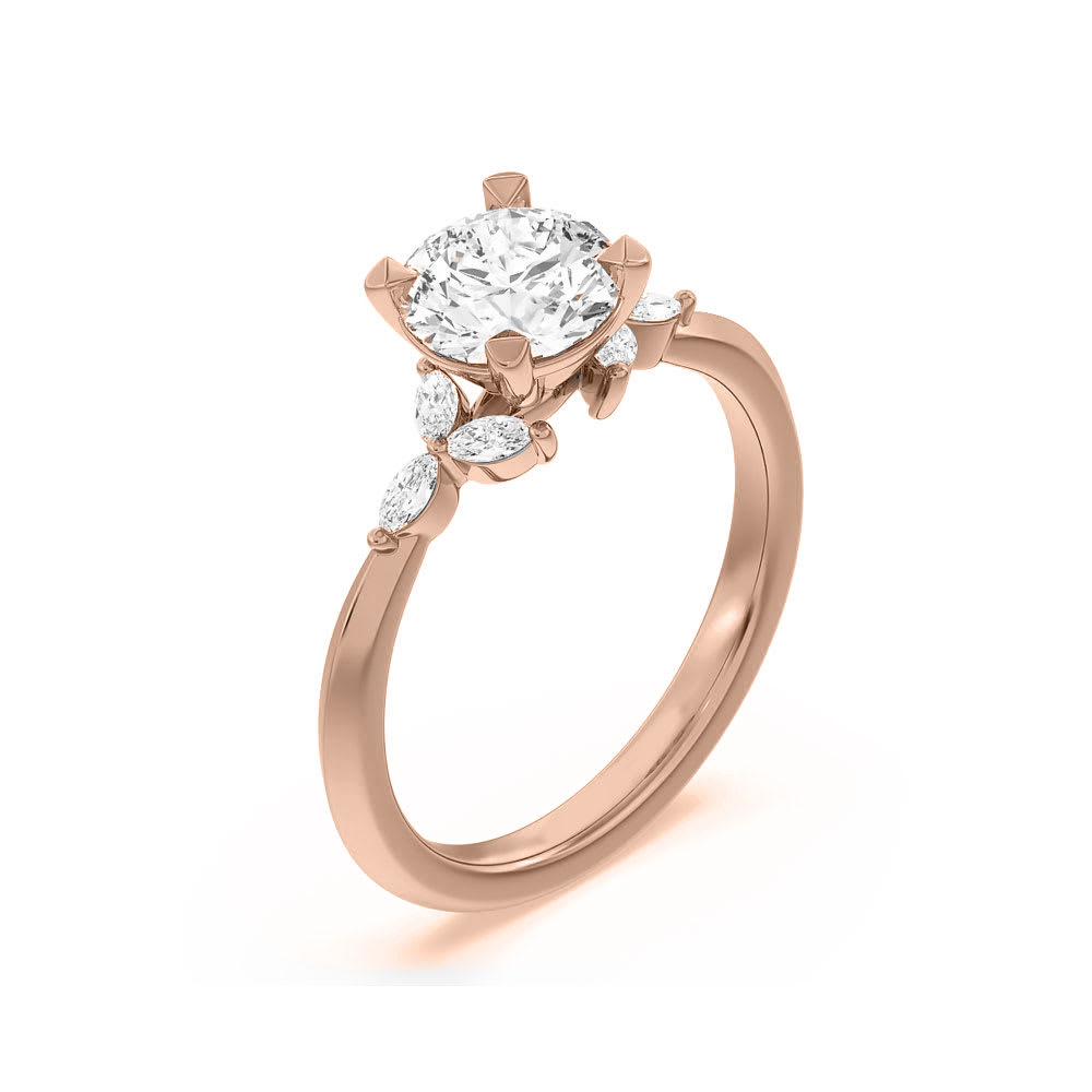 Round And Marquise Lab Diamond Knife Edge Engagement Ring