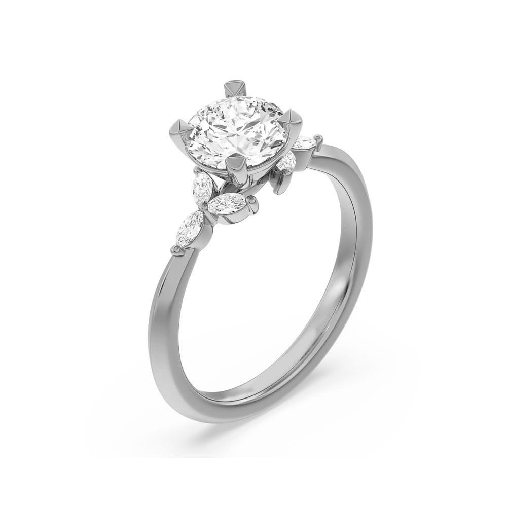 Round And Marquise Lab Diamond Knife Edge Engagement Ring