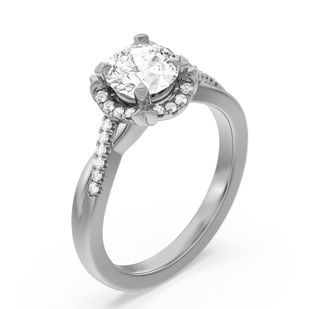 Wave Halo Engagement Ring