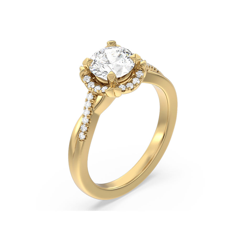 Wave Halo Engagement Ring