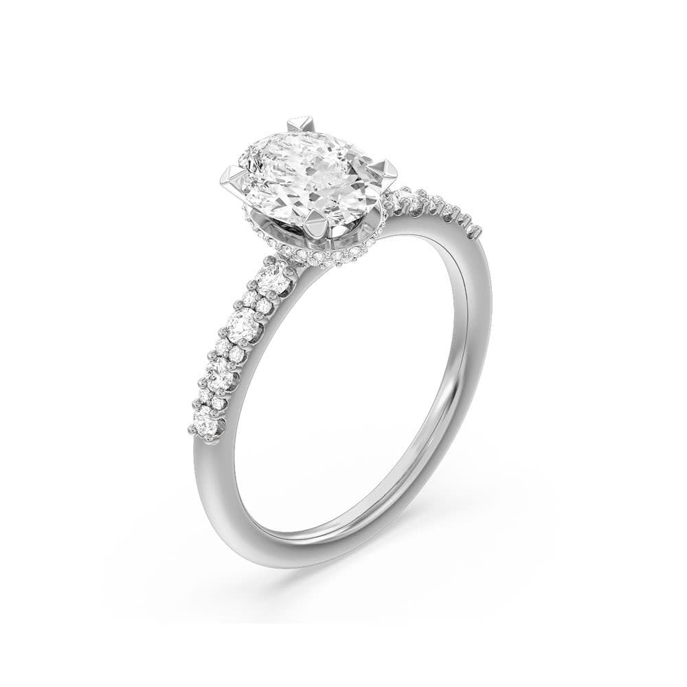 Oval Lab Diamond Hidden Halo Engagement Ring