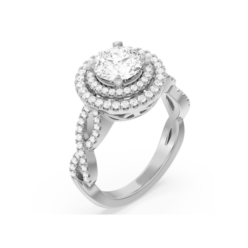 Womens Lab Diamond Criss Cross Dual Halo Engagement Ring