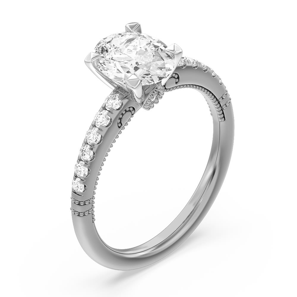 Womens Oval Lab Diamond Engagement Ring