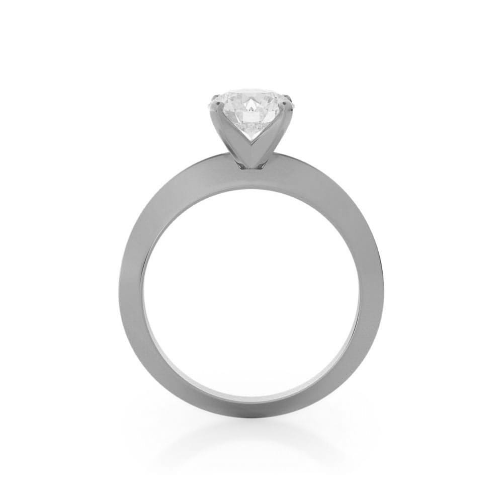 Knife edge engagement ring with round diamond