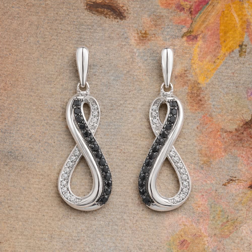 Black And White Diamond Infinity Earring