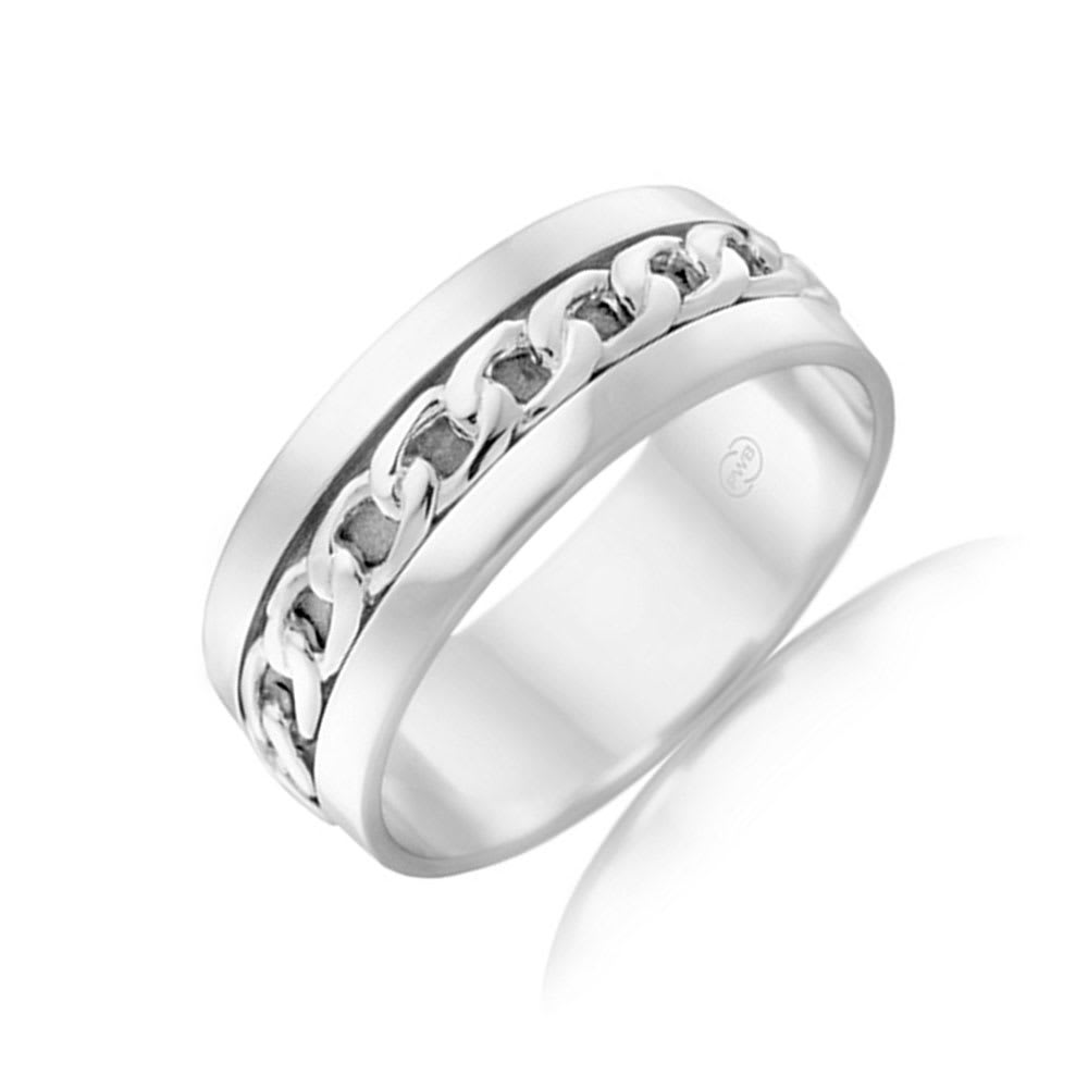 8mm White Gold Mens Wedding Ring | Temple & Grace AU