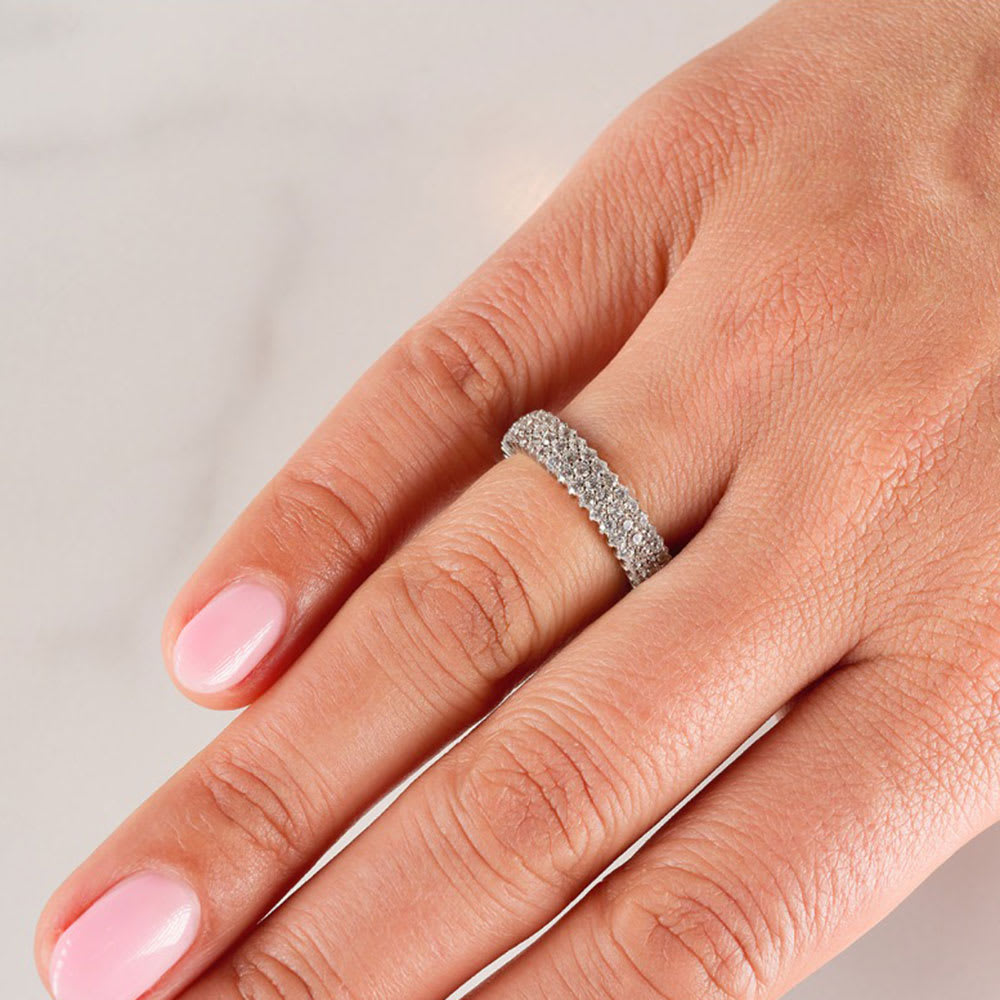 Triple row diamond eternity ring