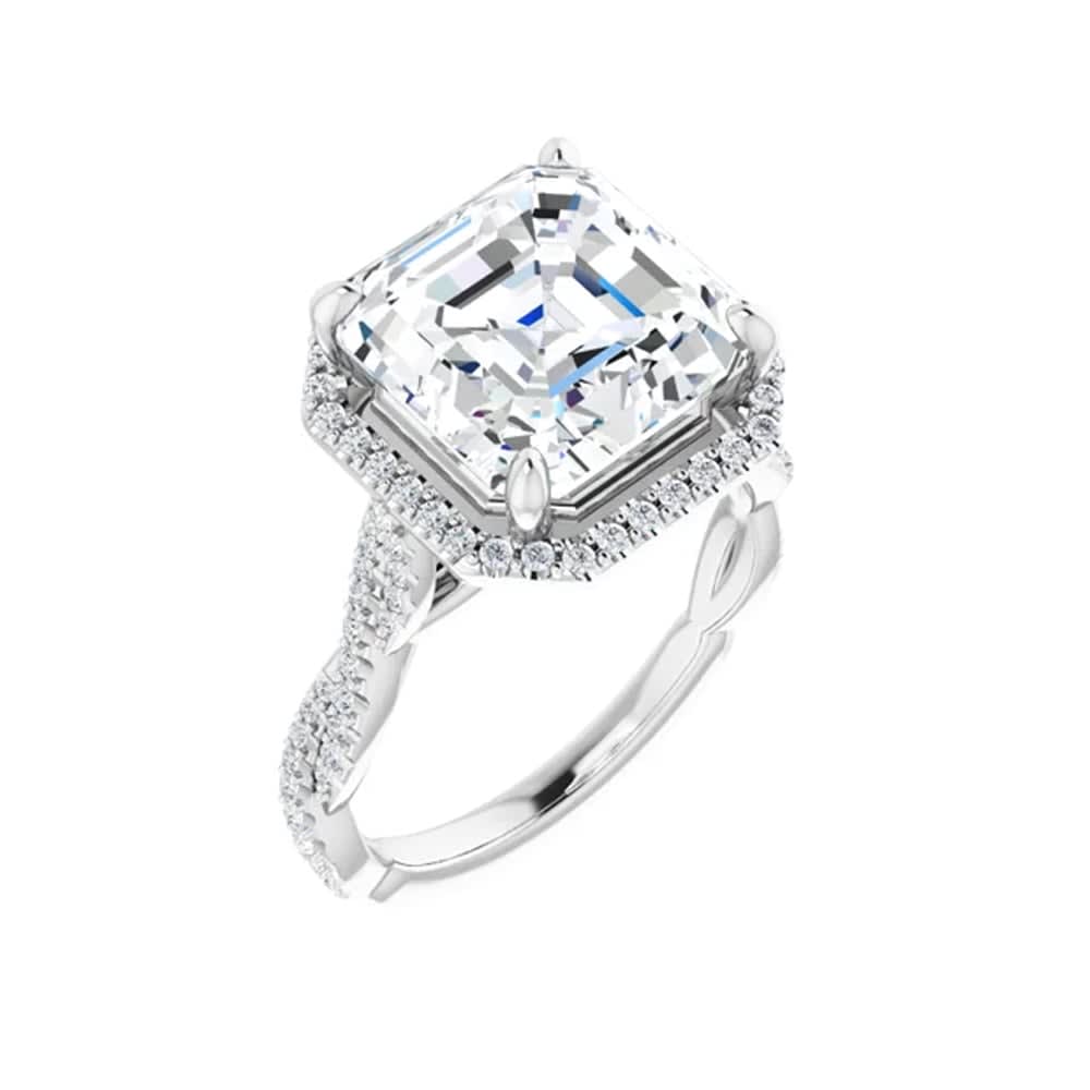 2ct lab asscher cut on a diamond band