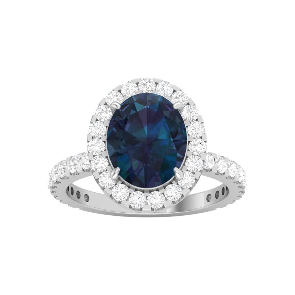 Lab Alexandrite with a Diamond Halo