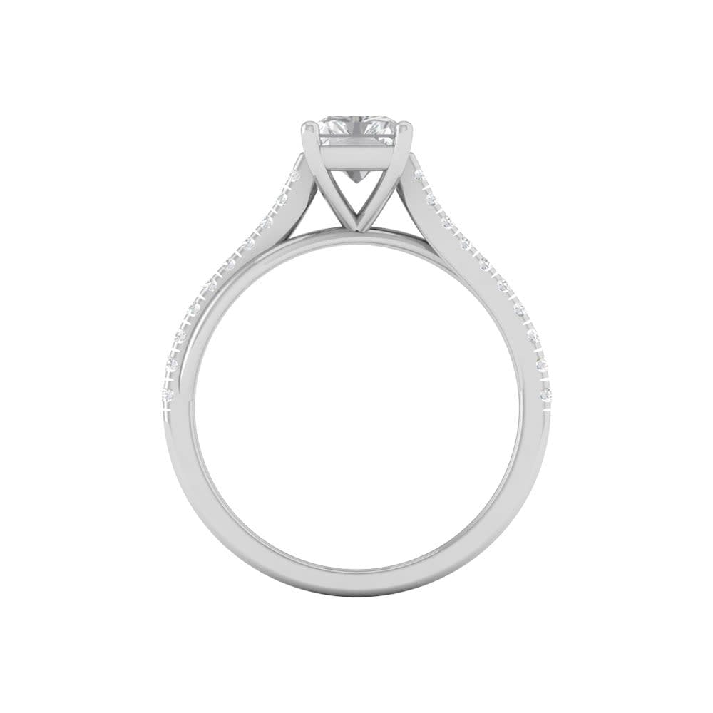 Radiant Mossanite Engagement Ring On A Twisted Band