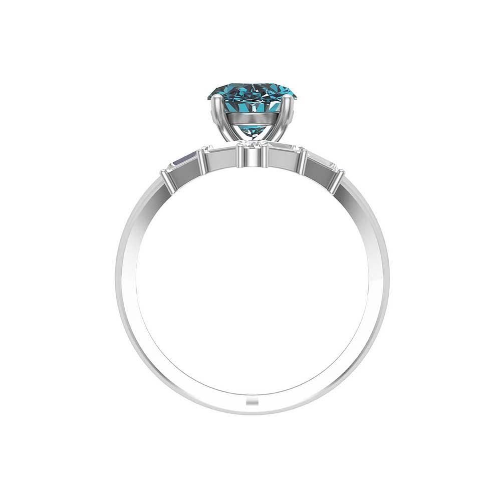 Australian Teal sapphire set with diamonds